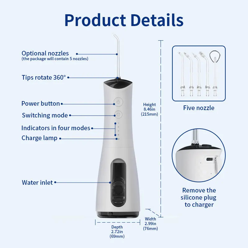 Wholesale Cheap Oral Irrigator IPX7 Waterproof OEM/ODM Electric Teeth Cleaning Device Home Travel Dental Floss Water Flosser